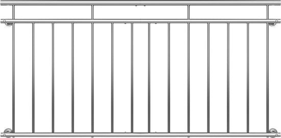 Monzana Franse Balkonreling Staal / 90x184cm 7 Spijlen - Zilver