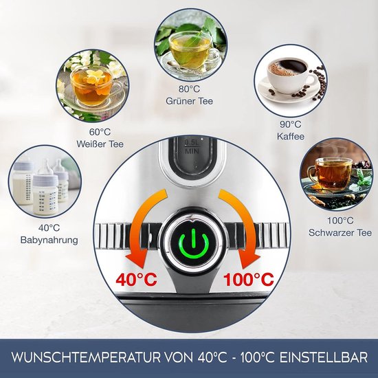 Lebenlang LBE2662 Waterkoker - 1.7L - RVS - BPA vrij - 2200W - RVS
