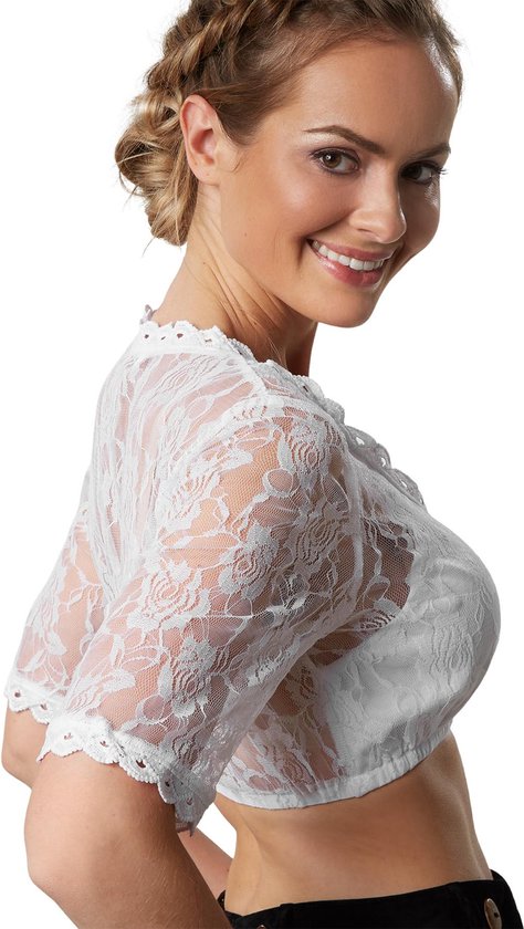 Dressforfun Dirndlblouse Heidi XXL - verkleedkleding kostuum halloween verkleden feestkleding carnavalskleding carnaval feestkledij partykleding - 303079