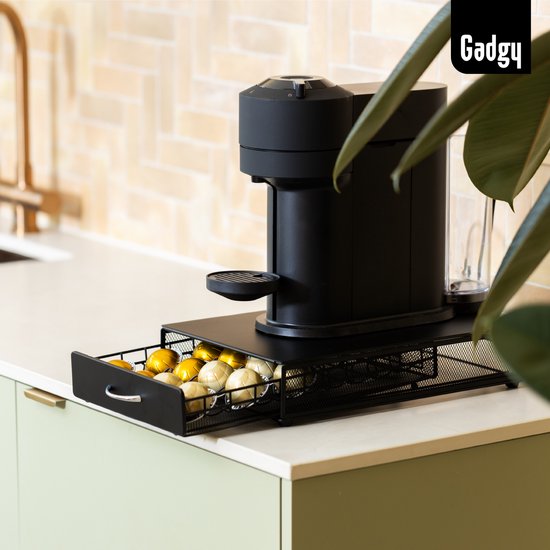 Gadgy Capsulehouder voor 40 Vertuo cups – Koffiecups houder met lade – Zwart - RVS