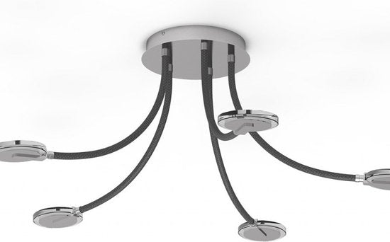 Plafondlamp Turound 3375ST – stalen designlamp met glas, LED, dimbaar, 91,5 cm, Steinhauer