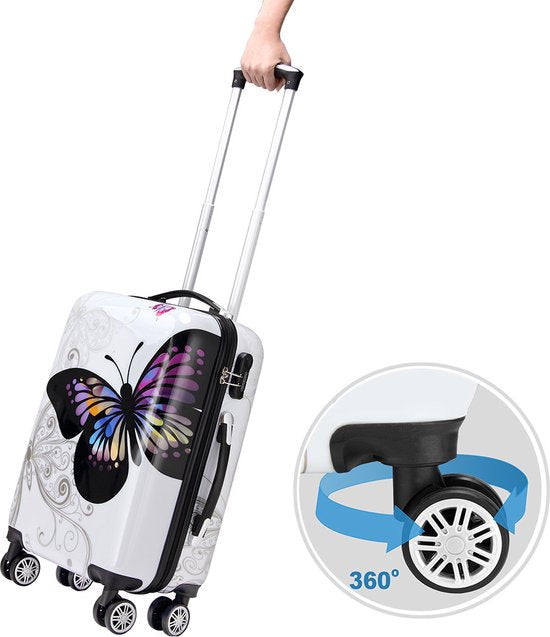 Monzana Hardcase Koffer Vlinder - Groot - 66 L 68x43x27cm