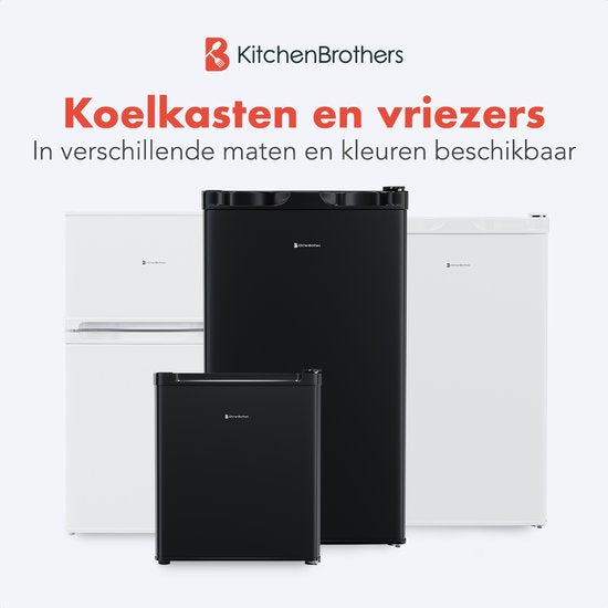 KitchenBrothers Vriezer - 64L - Compact Tafelmodel - 3 Vrieslades - Diepvrieskast - Vrijstaand - Zwart