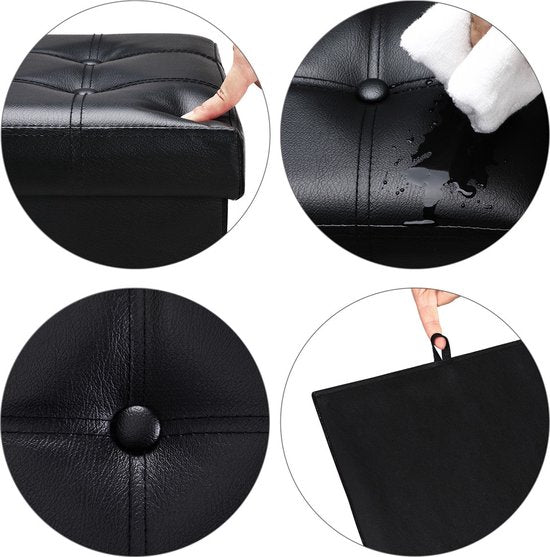 Casaria Zitbank met Opbergruimte - 38x38x38cm 40L Kunstleer – Zwart