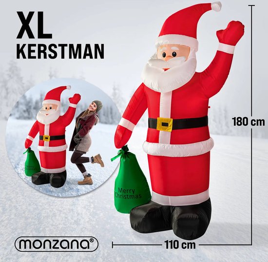 Kerstman - Opblaasbaar XL 180cm – LED Verlichting