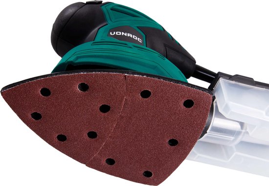 VONROC Multischuurmachine – Incl. Stofopvangbox & Schuurpapier – 130 W – Zwart