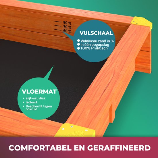Spielwerk Zandbak - Hout Zonnedak UV 50+ Merle - 143x130x130cm