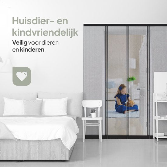 O'DADDY® Vliegengordijn Lamellenhor - 150x260 cm - Deurgordijn - Hordeur - Aanpasbaar Ontwerp - Glasvezel - Deurhor Zwart