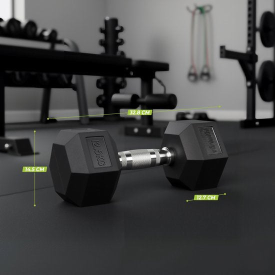 VirtuFit Hexa Dumbbell Pro - 12,5 kg - Hexagon Dumbbell - Duurzaam en Slijtvast - Krachttraining - Gewicht - CrossFit & Fitness - Geschikt voor Beginners en Professionals - Per Stuk Verkocht