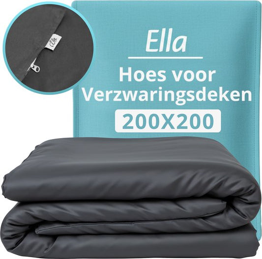 Hoes voor de verzwaringsdeken van EL Life 200 x 200 CM - 11 KG & 13 KG - Overtrek Hoes van 100% biologisch katoen - Antraciet