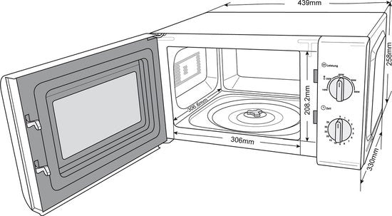 Privileg – Solo Magnetron – 44x33x25,8 cm – Zilver Metaal & Kunststof – 800 Watt & 20 Liter – 5 Vermogensniveaus & Ontdooifunctie – Compacte Keukenmagnetron – 64111926