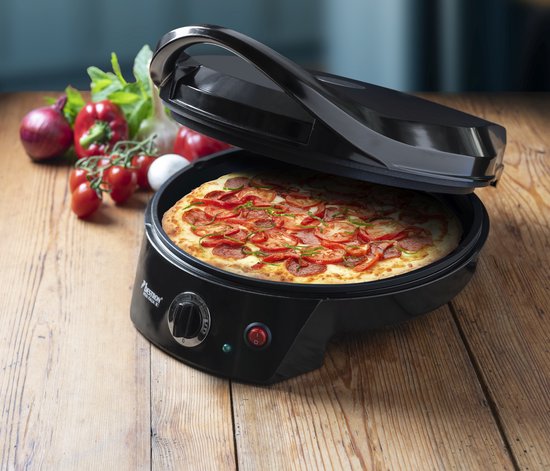 Bestron Pizzaoven - APZ400Z - Maximaal 230°C - Ø27 cm - Zwart - Ook te gebruiken als tafelgrill - 5 jaar garantie