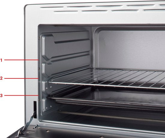 Tomado TEO4500S - Vrijstaande oven - 45 Liter - 2000 Watt - Hetelucht - 3 insteekniveau's - Zilver