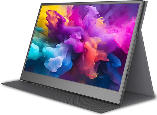 Denver Portable Monitor - Full HD - 15.6" - Draagbare Monitor - Lederen Hoes - HDMI - USB-C - PMO15604