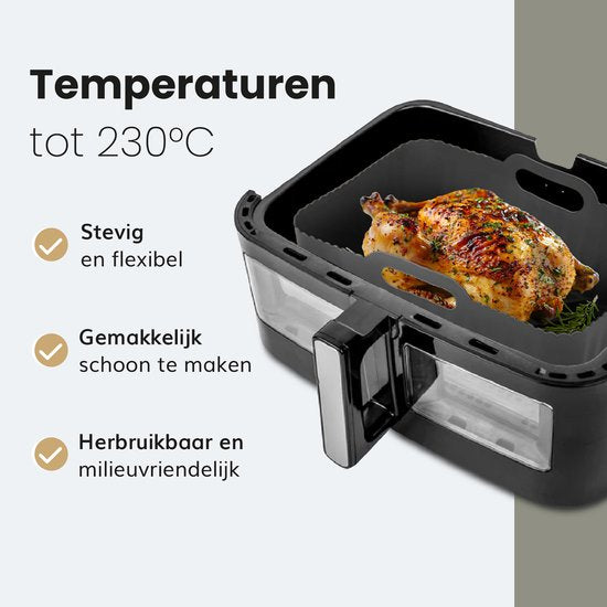 Airfryer bakjes siliconen - 2 stuks - Heteluchtfriteuse - Accessoires - Bakpapier - Geschikt voor XXL Philips, Ninja, Inventum - Mand - Veilig materiaal - Luft