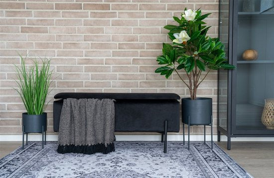 House Nordic - Bankje met Opbergruimte Luna - 95 x 36,5 x 46 cm - Zwart