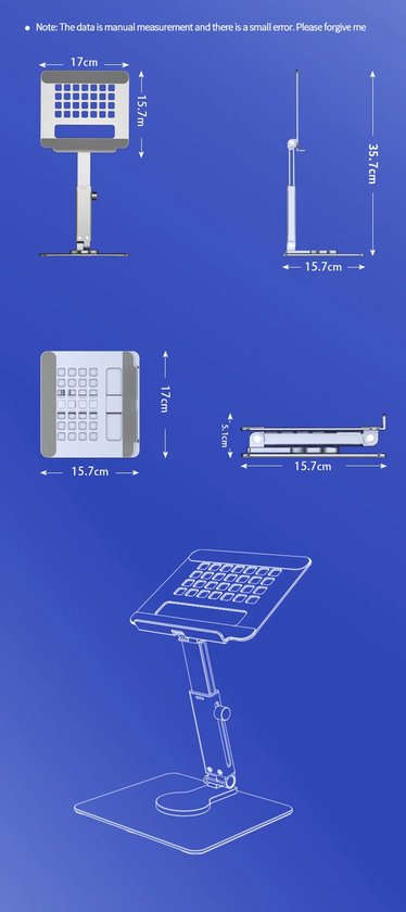 Garpex® Laptop Standaard – Verstelbaar & 360° Draaibaar – Aluminium – Universeel Voor 10 tot en met 17 Inch Apparaten