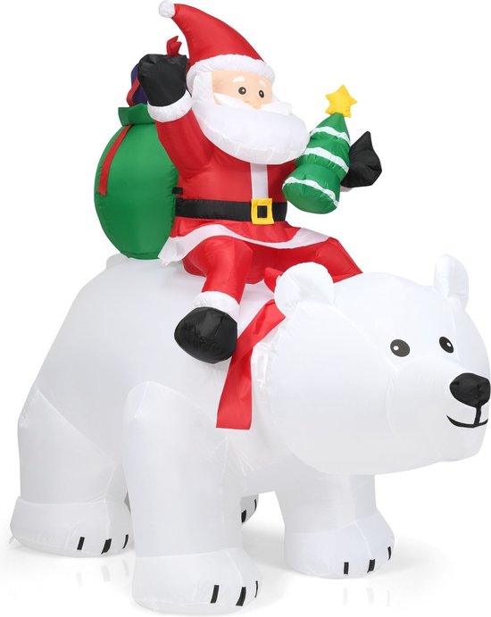 Coast Kerstversiering Opblaasbare IJsbeer & Kerstman te paard MET LED's - 200cm
