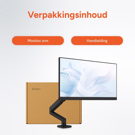 Monitor Arm met gasveer - Beugel voor 1 scherm - 13 t/m 32 Inch - Beugels - Extra stabiel - Zwart - Skoov