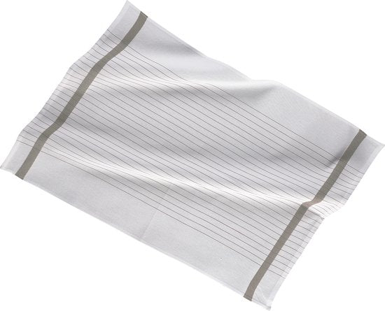 Keukenhanddoek 50x70cm, set3, streep witte midden, taupe