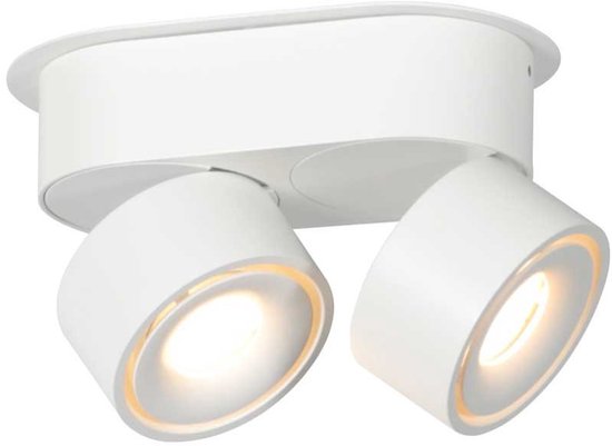Witte 2-lamps spot Fez 2674W dimbaar draaibaar en kantelbaar kunststof/metaal Modern Mexlite