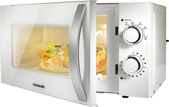 Hanseatic – Solo Magnetron – 45x34,5x26 cm – Zilver Metaal & Kunststof – 700 Watt & 20 Liter – 6 Vermogensniveaus & Ontdooifunctie – Compacte Keukenmagnetron – SMH207P3H-P