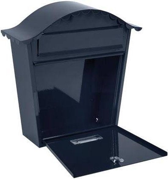 Perel Brievenbus Paris, wandmontage, met naamplaatje, incl. 2 sleutels, afmetingen (H x B x D) 37 x 26.5 x 13.2 cm, blauw