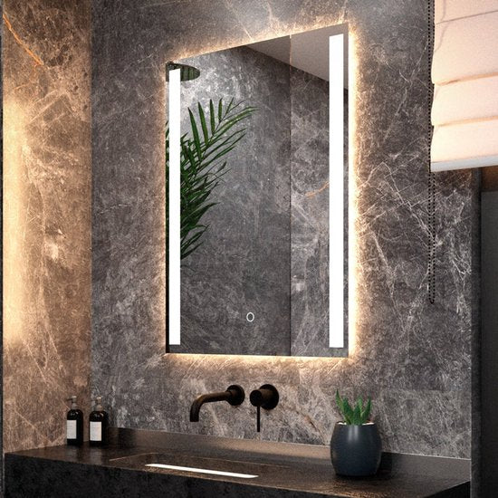 Mirlux Badkamerspiegel met LED Verlichting & Verwarming – Wandspiegel Rechthoekig– Anti Condens Douchespiegel - 90x65CM