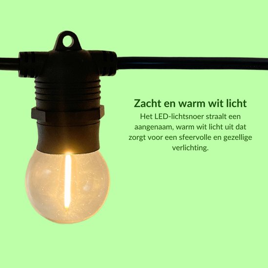 a sunny day lichtsnoer buiten - lichtslinger - lichtsnoeren voor buiten - prikkabel - warm wit licht - 10 meter - led - lichtsnoer binnen en buiten - lichtsnoeren - lichtslang voor buiten - 10 led lampen - E27 fitting - verlengbaar