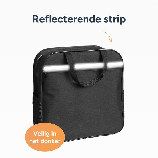 Alyze Rolstoeltas met reflectiestreep - Waterdicht -Ggrote opbergtas - Geschikt voor rolstoel, scootmobiel & rollator - zwart - Rrolstoelaccessoires