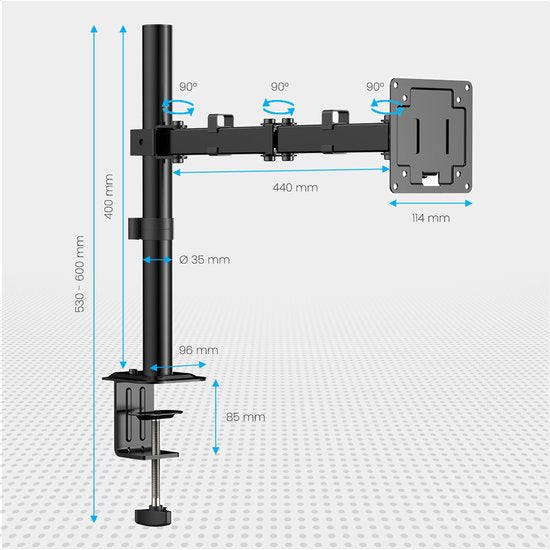 Auronic Monitor Arm - 1 Scherm - 13 tot 32 Inch - Verstelbaar - Monitor Beugel - Staal - Zwart