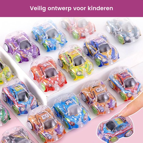 Partizzle 50x Speelgoed Autos - Pull Back Autotjes - Zelfrijdend Auto - Speelgoedauto Uitdeelcadeautjes - Grabbelton Traktatie Cadeautjes voor Kinderen & Peuters - Jongens - 5 cm