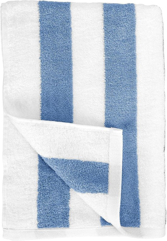 Travelhawk Strandlaken - Badlaken - Strandlakens - Handdoek - 152cm x 76cm - Reishanddoek - Cabana Streep - 100% Katoen - Blauw