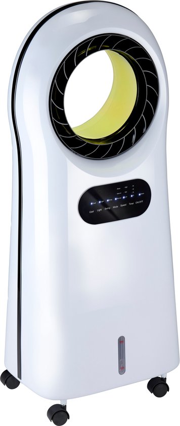 Lifetime Air Aircooler met Koelelementen - Ventilator, Luchtbevochtiger en Luchtkoeler - Mobiele Airco zonder Afvoer - Air Cooler 55dB - Afstandsbediening en Timer - Watertank 3.5L - Sfeerverlichting
