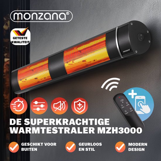 Monzana Infraroodstraler 3000W - 3 Standen/Afstandsbediening - Zwart