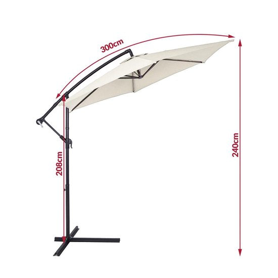 Kingsleeve Zweefparasol - Ø300cm UV bescherming 80+ - Crème