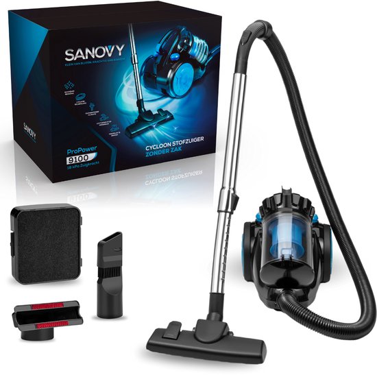 Sanovy ProPower-9100+ Krachtige Stofzuiger Zonder Zak - 3L - Compact - Blauw