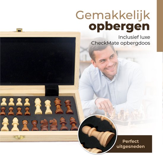 Windsor -CheckMate - Magnetisch Schaakbord - 40 cm - Hout