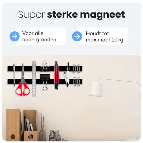 Zelfklevende magneetstrip - 12m - 1cm breed - Magneetstrip - Gereedschap - Messen - Magneten - Magneetband - Magnetische - Whiteboard - Tape zwart