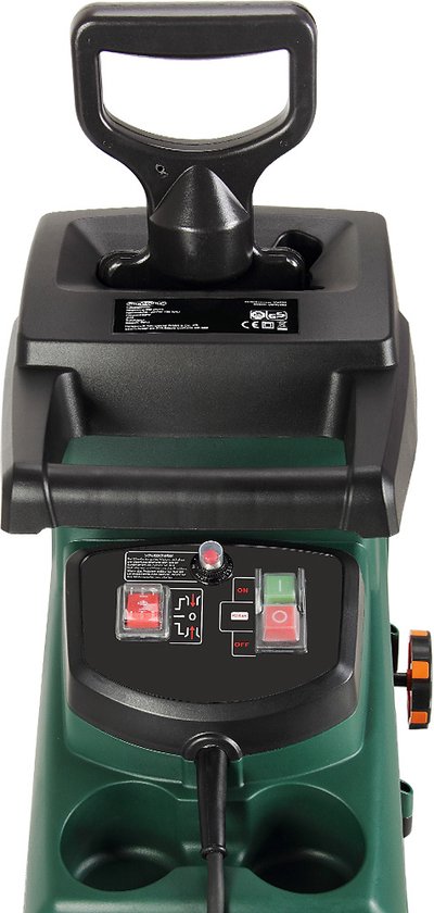 Gardebruk – Stille Hakselaar Versnipperaar – 3100 W – Voorzien Van Stalen Roller En 2 Opvangzakken Van 60 Liter En Omkeerfunctie – Voor Takken Tot 44 mm – Zwart En Groen Metaal En Kunststof