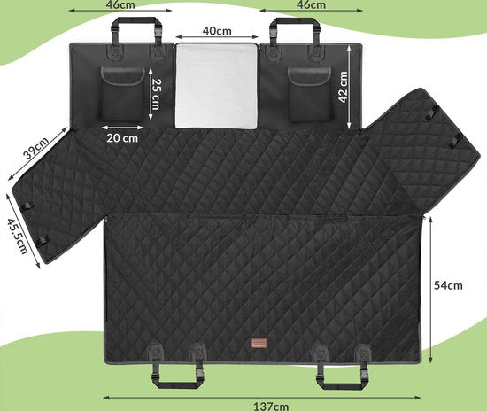 Kingsleeve Hondendeken voor Achterbank en Kofferbank - 147x137cm Zwart