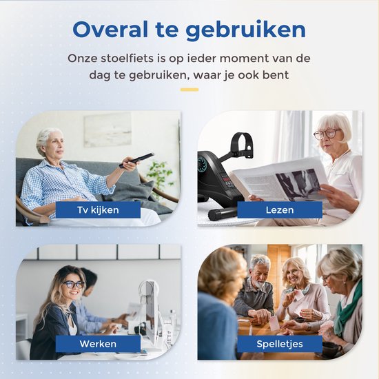 Safelife stoelfiets met elektrische ondersteuning - bureaufiets - voor armen en benen - stoelfiets bewegingstrainer - voor ouderen of revalidatie - fietstrainer - zwart