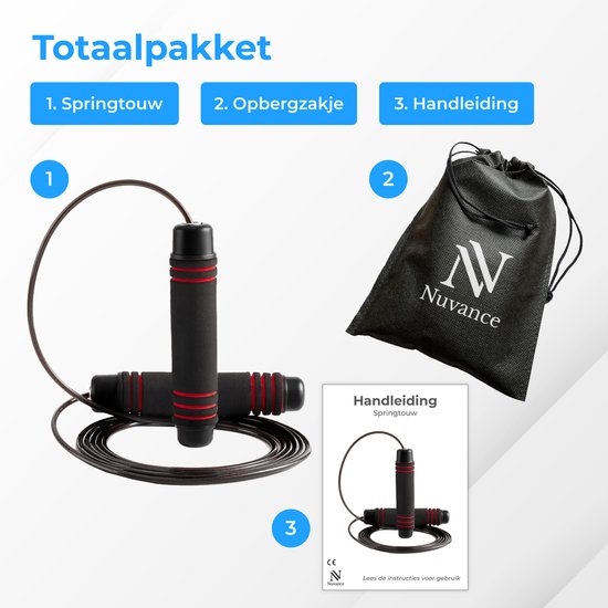 Nuvance - Professioneel Sport Springtouw - Verstelbaar - Volwassenen en Kinderen - Jump Rope - Speedrope
