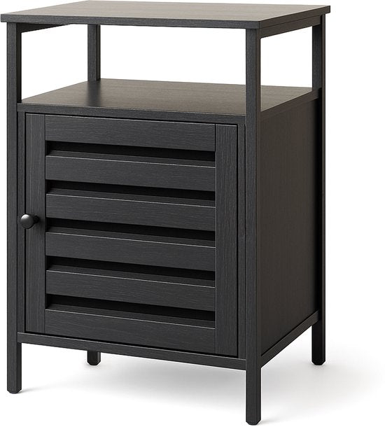 Goliving Nachtkastje - 40 x 40 x 60 cm - Opbergkastje met Deur en Planken - Hout - Industrieel - Bijzettafel Modern - Zwart