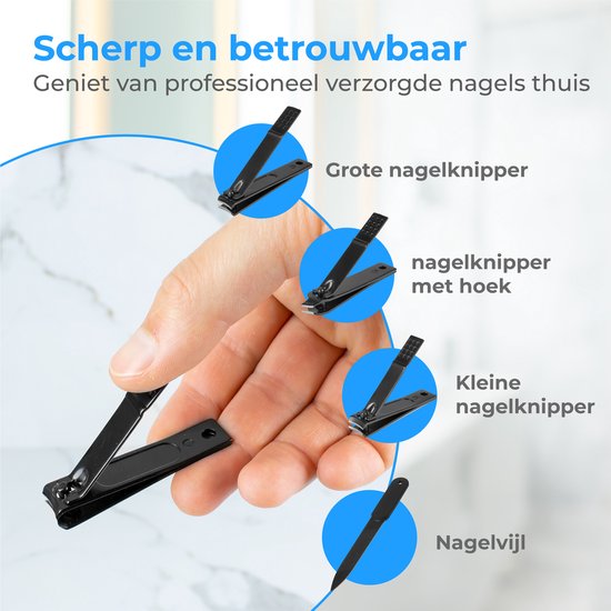 Nuvance - Nagelknipper - 4 in 1 - Nagelknipper Set met Nagelvijl - Nageltang - Teennagelknipper - Voor Kalknagels