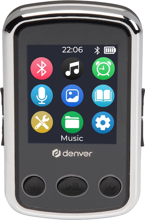 Denver MP3 Speler Incl oordopjes - Uitbreidbaar tot 128GB - Shuffle/Repeat Modus - Kinderen en volwassenen - Bevestigingsclip - AUX - MPS320B - Zwart