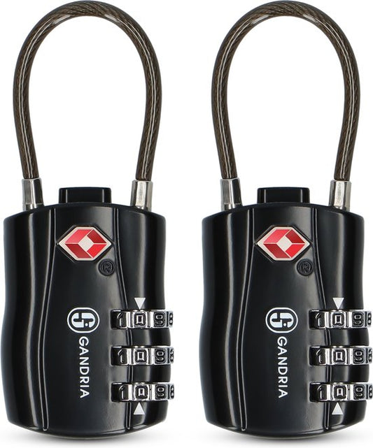 Gandria Hangslot voor op Reis - TSA Slot - Reisslot 2 Stuks - Cijferslot met 3 Cijfers - Kofferslot 3 Cijferig - Zinc Alloy Staal