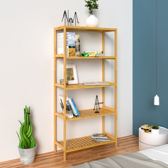 Casaria Staande Badkamerrek -130x60x26cm - 5 Planken Verstelbaar