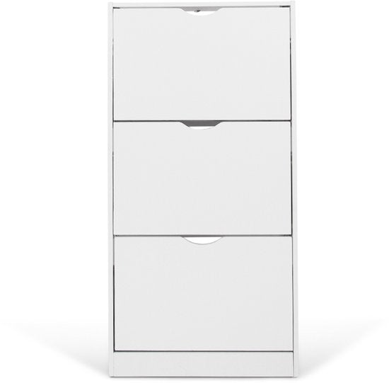Milton Oldbrook Schoenenkast Prato - 3 Niveaus - tot 18 Paar Schoenen - 60x24x119cm - Wit