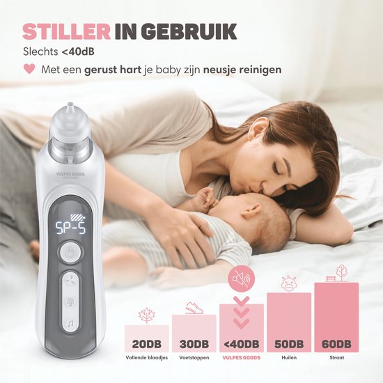 Vulpes Goods® BabyCare - Baby Neusreiniger - Baby Neusreiniger Elektrisch - Neusdouche Elektrisch - Neusreiniger - Snoetenpoetser - Neuszuiger - Grote Batterij - USB C - PRO